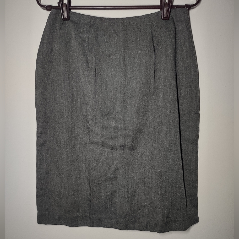 Bentley Pencil Skirt Size 7/8 Length 21.5" Above Knee Charcoal Gray Vintage Midi